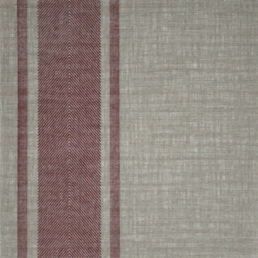 Detailansicht einer flachliegenden, grauen Airlaid-Serviette in Leinen-Optik mit elegantem weinroten Streifenmuster, 1/4-Falz